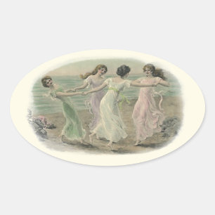 Sticker Vintage bff Girlfriends Girls Play Beach