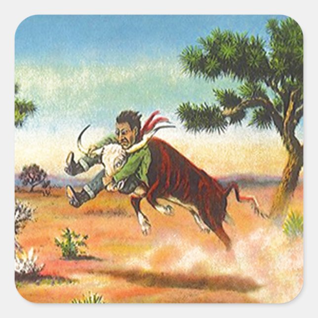 Sticker Vintage Cowboy Steer Wrangler Rodeo Sport (Front)