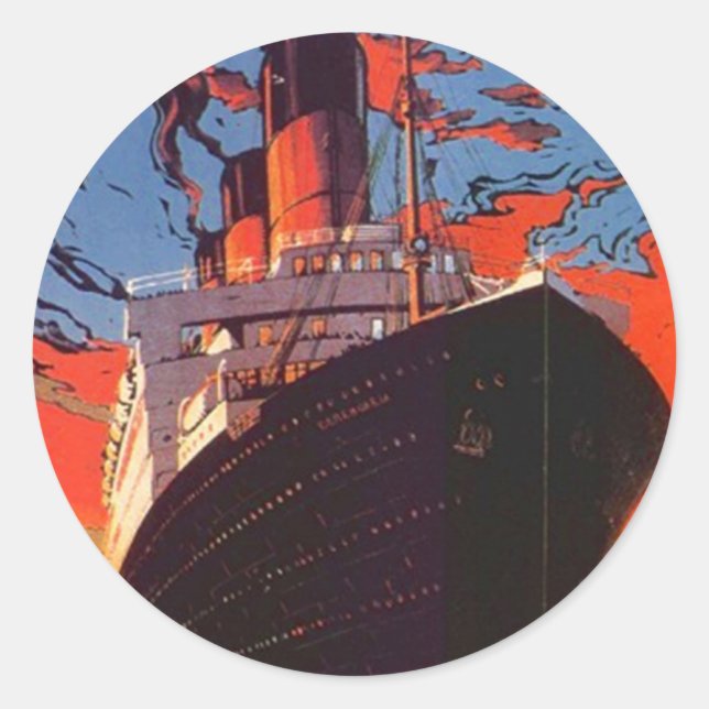 Sticker Vintage Cruise Ship Vacation Travel Promo (Front)