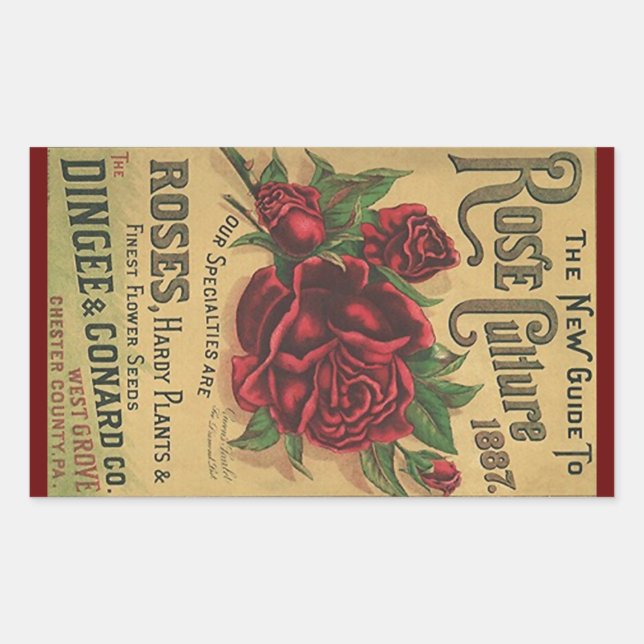 Sticker Vintage Heirloom Roses 1887 Rose Culture (Front)