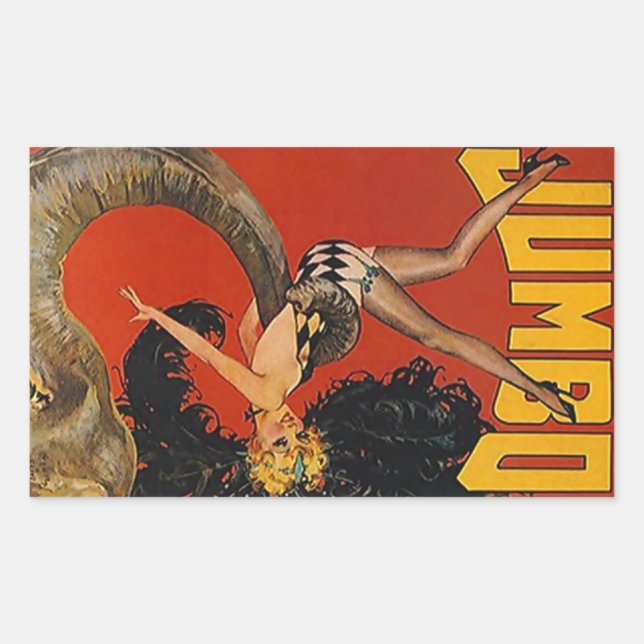 Sticker Vintage Jumbo Elephant Circus Show Girl Up (Front)