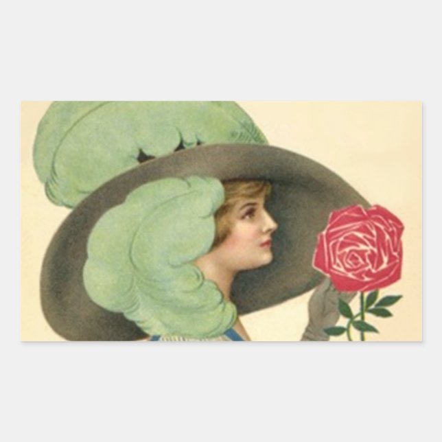 STICKER Vintage Lady fashionable Hat fashion Rose (Front)