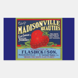 Sticker Vintage Madisonville LA Strawberry Advert