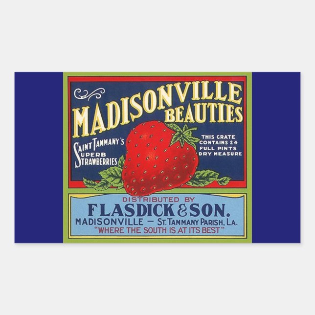 Sticker Vintage Madisonville LA Strawberry Advert (Front)