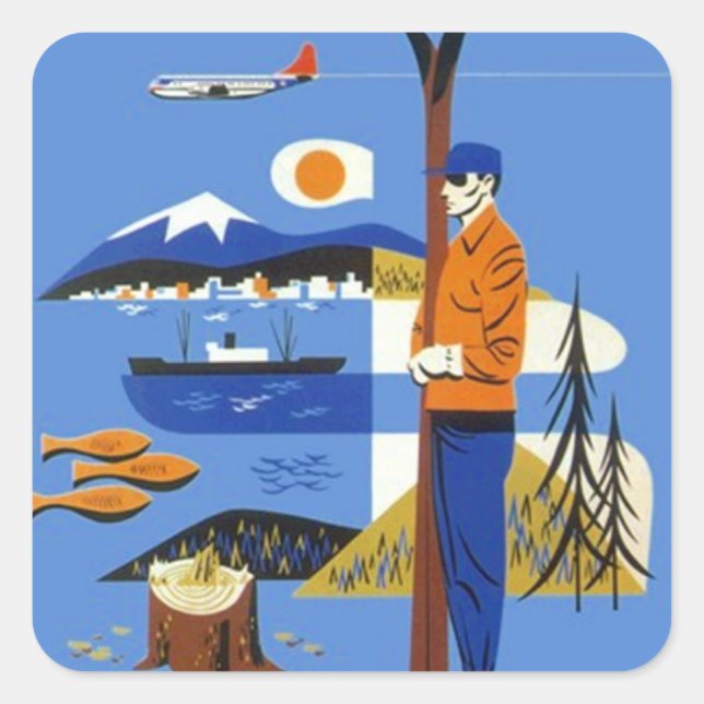 Sticker Vintage Pacific Northwest Travel Luggage (Front)