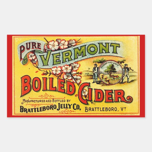 Sticker Vintage Pure Vermont Boiled Cider Old Labl (Front)