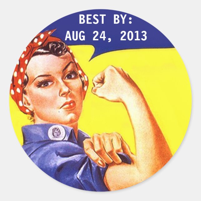 Sticker Vintage Rosie The Riveter Canning BEST BY (Front)