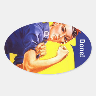 Sticker Vintage Rosie The Riveter Done! or ?text