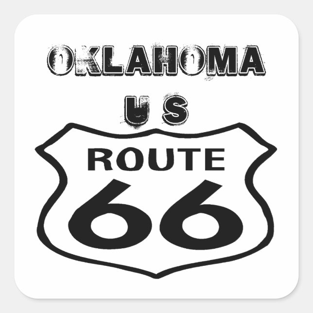 Sticker Vintage Route 66 Worn State Oklahoma US (Front)