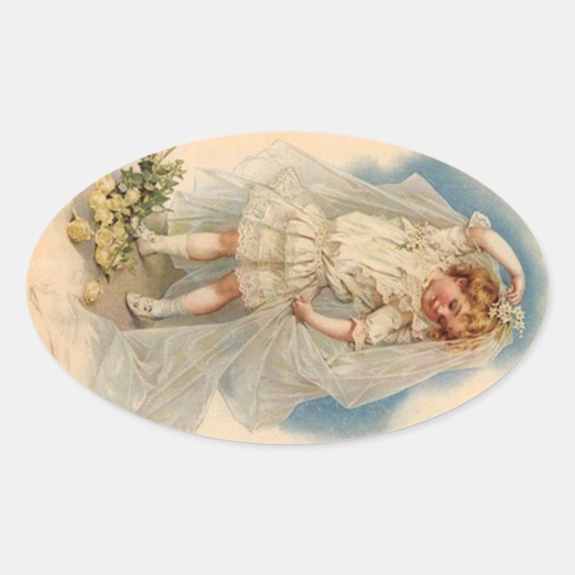 Sticker Vintage Victorian Bride Roses Wedding Gown (Front)