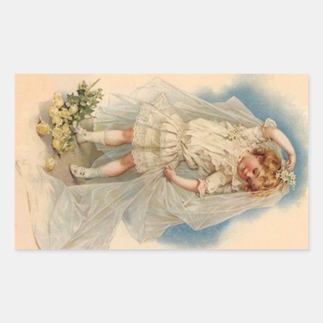 Sticker Vintage Victorian Bride Roses Wedding Gown (Front)