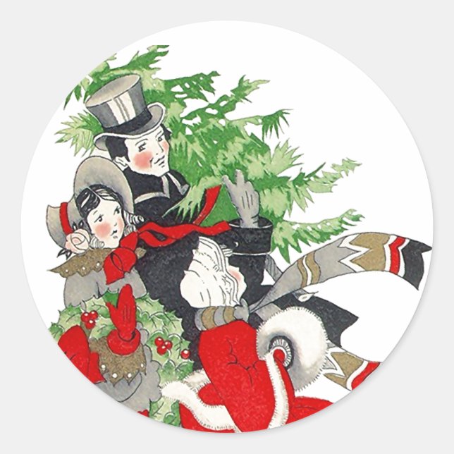 Sticker Vintage Victorian Christmas Tree Tradition (Front)