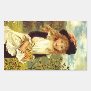 Sticker Vintage Victorian Pinafore Daffodils Jonqu