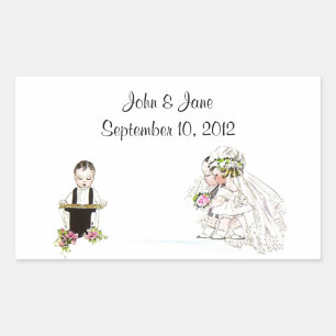 Sticker Vintage Wedding Bride Groom Church Service