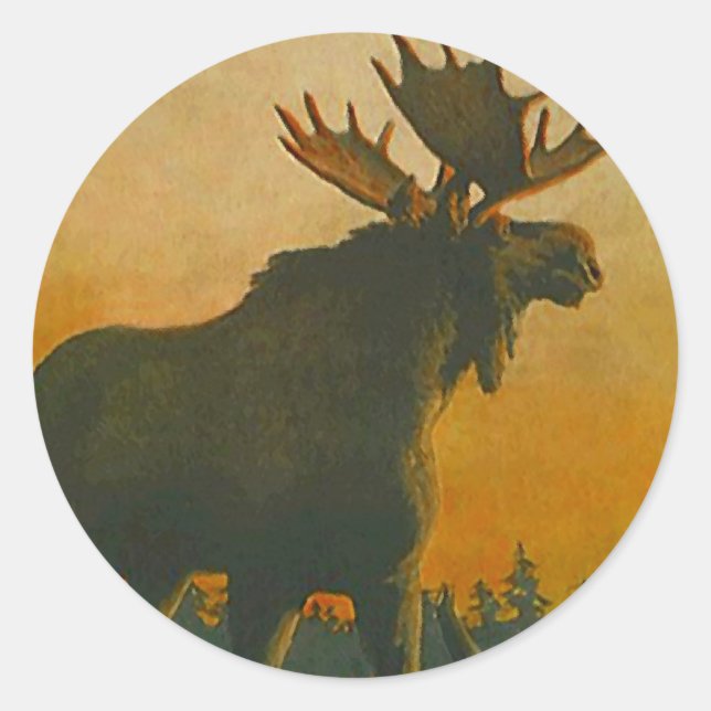Sticker Wildlife Bull Moose @ Twilight Sundown (Front)