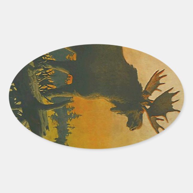 Sticker Wildlife Bull Moose @ Twilight Sundown (Front)