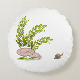 Sticker with a cute watercolor image of a forest m round cushion