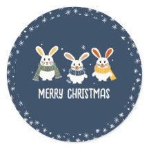 Sticker with bunnies wearing scarves