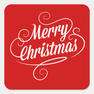 Sticker with Cheerful Merry Christmas Text
