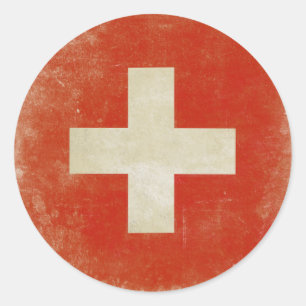 Sticker with Distressed Switzerland Flag
