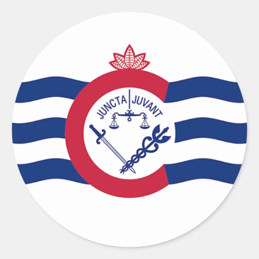 Image of Sticker with Flag of Cincinnati, Ohio, USA