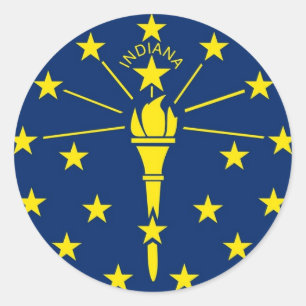 Sticker with Flag of Indiana