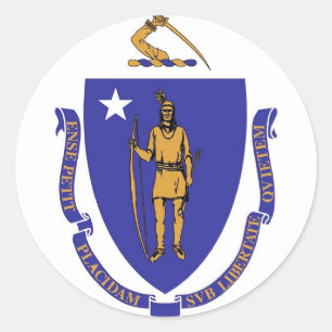 Sticker with Flag of Massachusetts