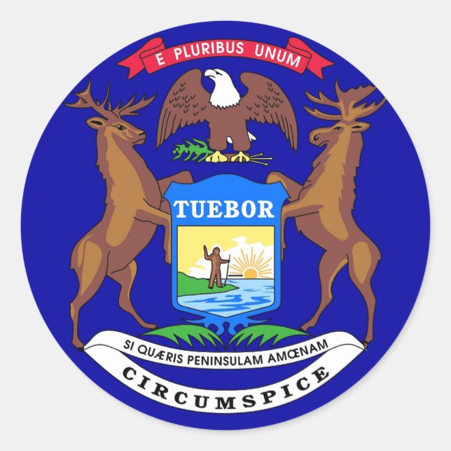 Sticker with Flag of Michigan (Front)