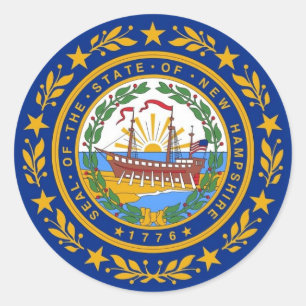 Sticker with Flag of  New Hampshire