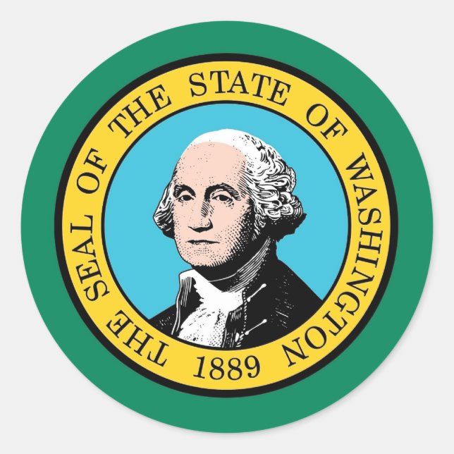 Sticker with Flag of Washington (Front)