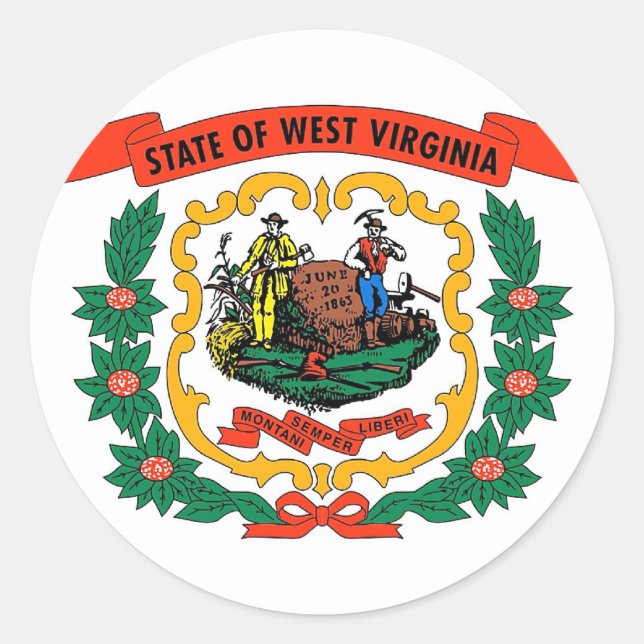 Sticker with Flag of West Virginia (Front)
