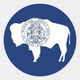 Sticker with Flag of Wyoming State - USA