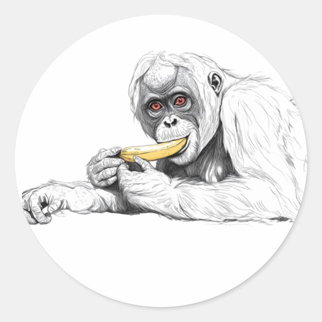 Sticker with the image of a monkey with a banana (Front)