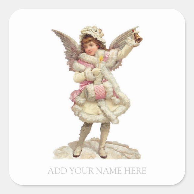 STICKER WITH VINTAGE CHRISTMAS ANGELS (Front)