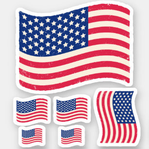 Sticker with vintage flag of USA
