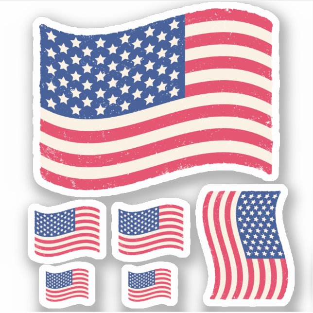 Sticker with vintage flag of USA (Front)