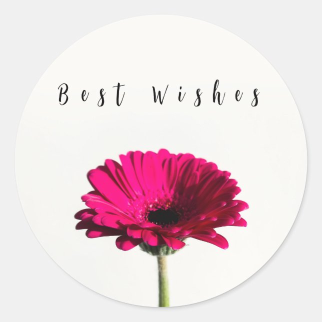 Sticker with Whimsical Best Wishes Flower Design (Front)