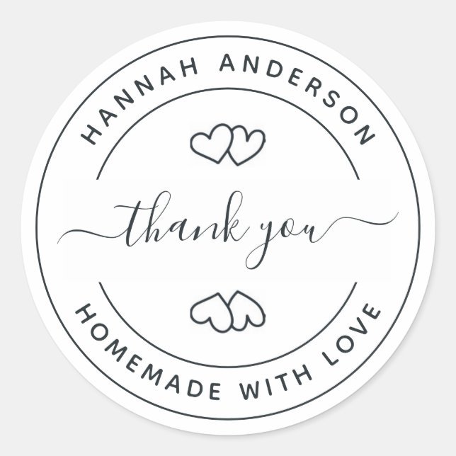 StickerCreate Your Own Homemade with Love Thank Yo Classic Round Sticker (Front)
