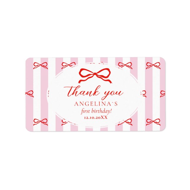 Stickers Baby's first birthday with soft pink. (Front)