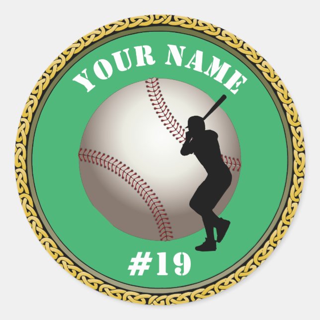 Stickers Baseball - Add Name & Number (Front)