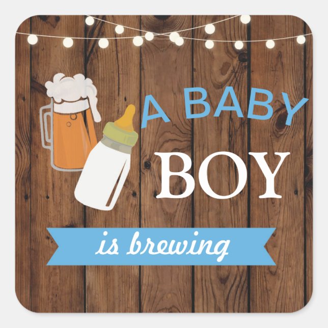 Stickers Beer Boy Baby Shower Brewing Blue (Front)