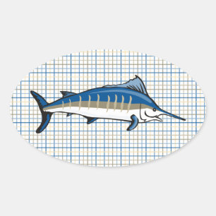 Stickers - Blue Marlin on Plaid