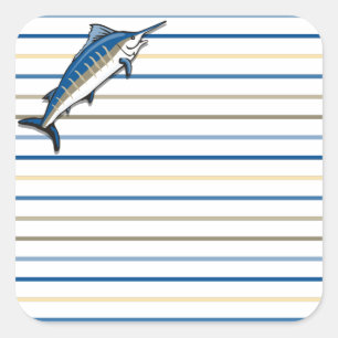 Stickers - Blue Marlin on Stripes