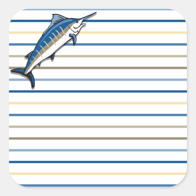Stickers - Blue Marlin on Stripes (Front)