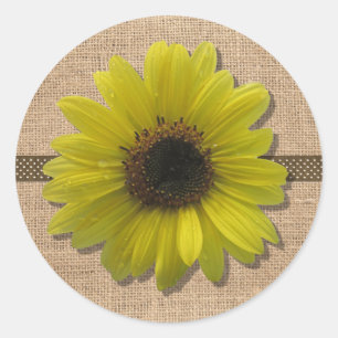 Stickers - Burlap and Rain-Drenched Sunflower