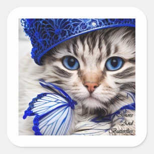 #Stickers cat 3/4 Hat Model 5, Snowy Square Sticker