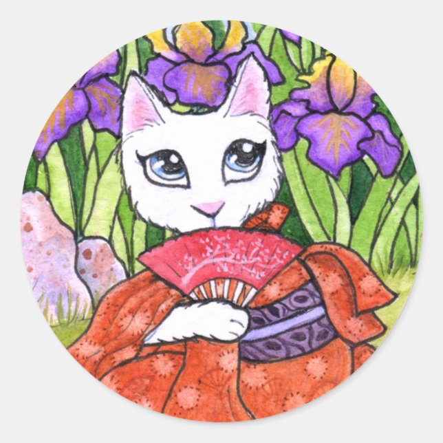 Stickers Cat Geisha Fairy Fantasy by Ann Howard (Front)