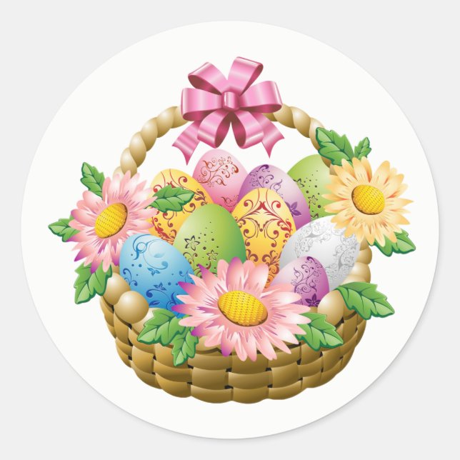 Stickers-Easter Basket Classic Round Sticker (Front)