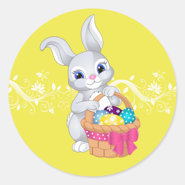Stickers-Easter Bunny Classic Round Sticker (Front)