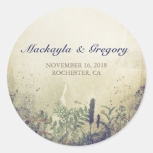 stickers for rustic woodland wedding - navy